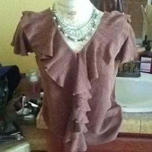 Ralph Lauren Brown Ruffle Sweater Top